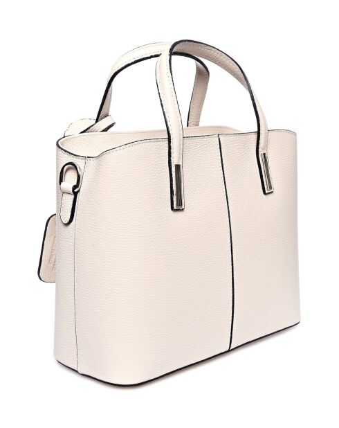Sac à main en cuir beige - 26.5x31x14.5 cm