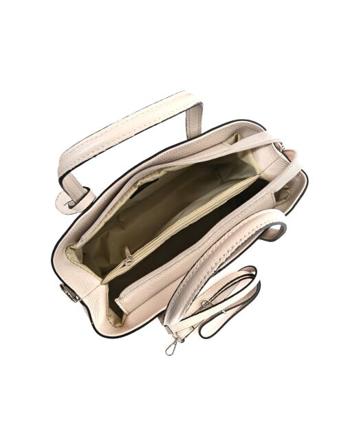 Sac à main en cuir beige - 26.5x31x14.5 cm