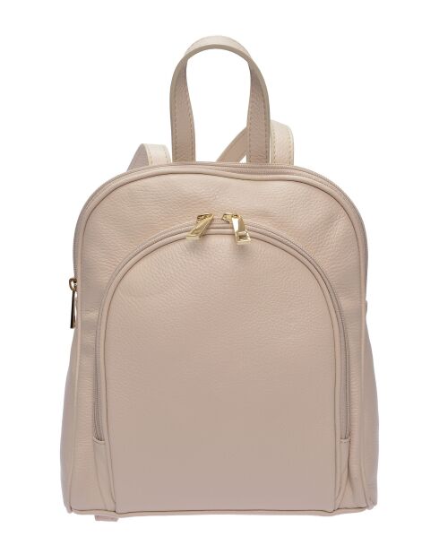 Beige leren rugzak - 28,5x24x10 cm
