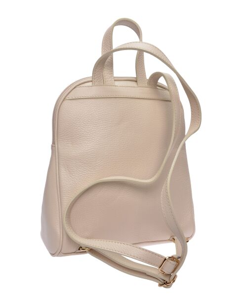Beige leren rugzak - 28,5x24x10 cm