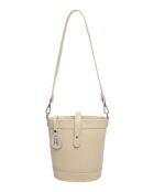 Sac bandoulière en cuir beige - 18x16x10 cm
