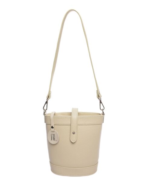 Sac bandoulière en cuir beige - 18x16x10 cm
