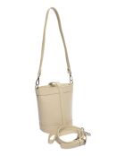 Sac bandoulière en cuir beige - 18x16x10 cm