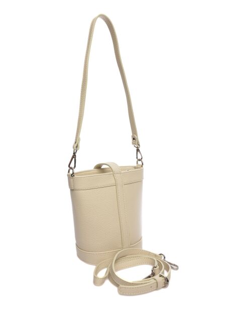 Sac bandoulière en cuir beige - 18x16x10 cm