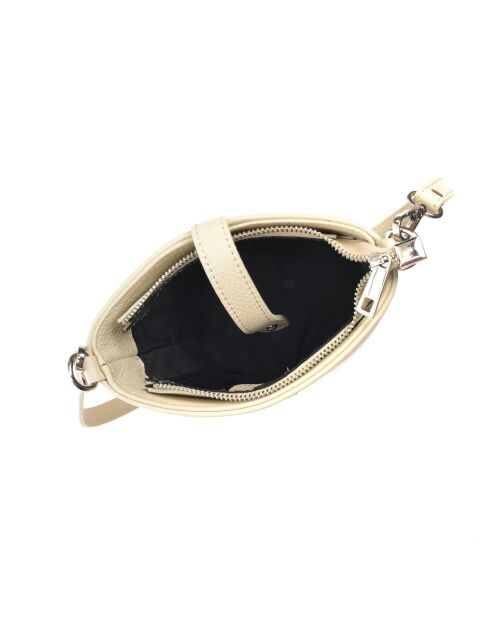 Sac bandoulière en cuir beige - 18x16x10 cm
