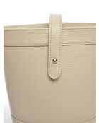 Sac bandoulière en cuir beige - 18x16x10 cm