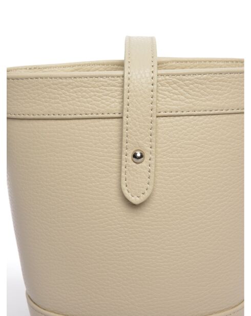Sac bandoulière en cuir beige - 18x16x10 cm