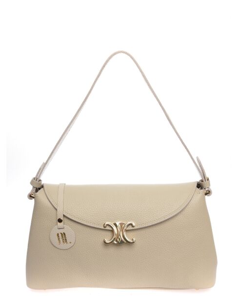 Bolso de piel beige - 17x34x11 cm