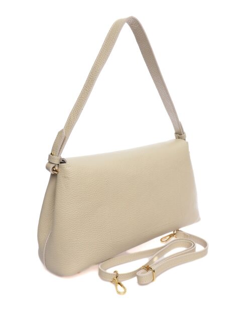 Bolso de piel beige - 17x34x11 cm