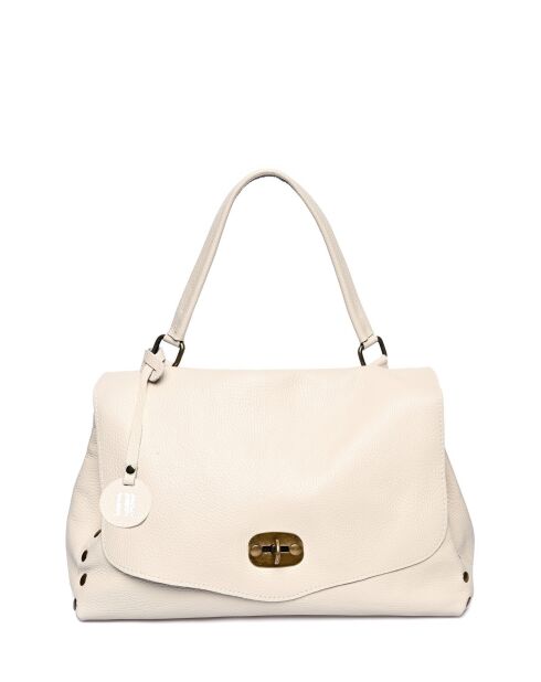 Henkeltasche aus beigefarbenem Leder - 26x35x11 cm