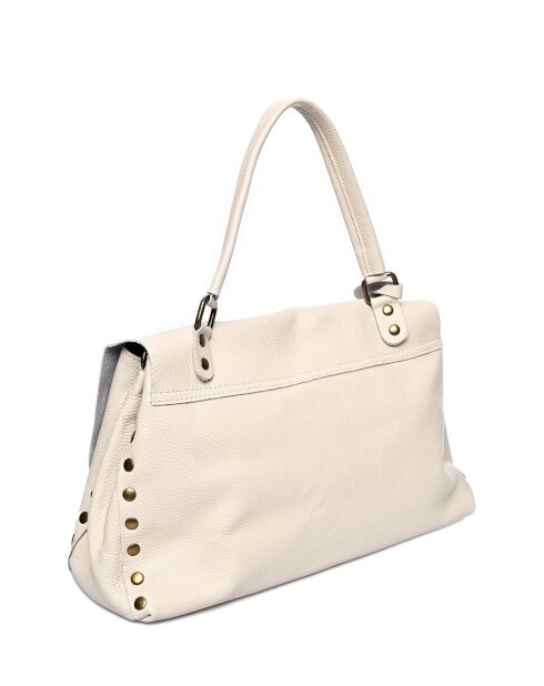 Henkeltasche aus beigefarbenem Leder - 26x35x11 cm