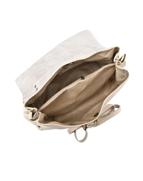 Henkeltasche aus beigefarbenem Leder - 26x35x11 cm