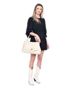 Henkeltasche aus beigefarbenem Leder - 26x35x11 cm