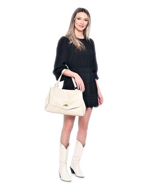 Henkeltasche aus beigefarbenem Leder - 26x35x11 cm
