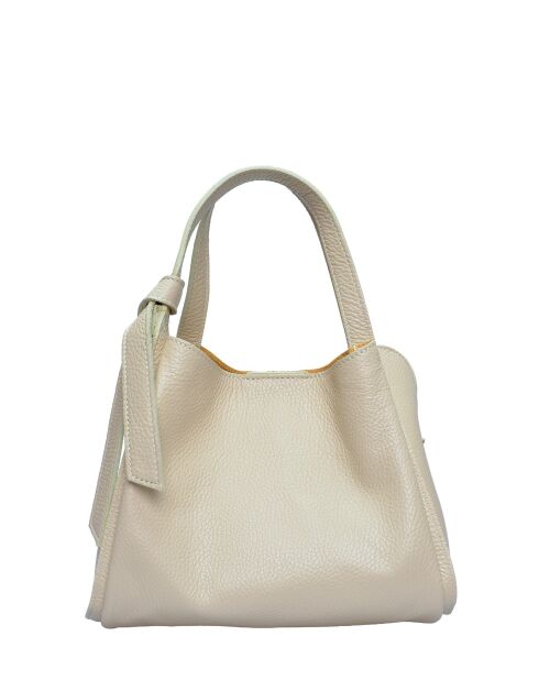 Bandolera de piel beige - 16,5x23x13,5 cm