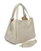 Bandolera de piel beige - 16,5x23x13,5 cm