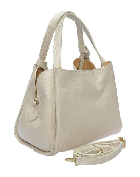 Bandolera de piel beige - 16,5x23x13,5 cm