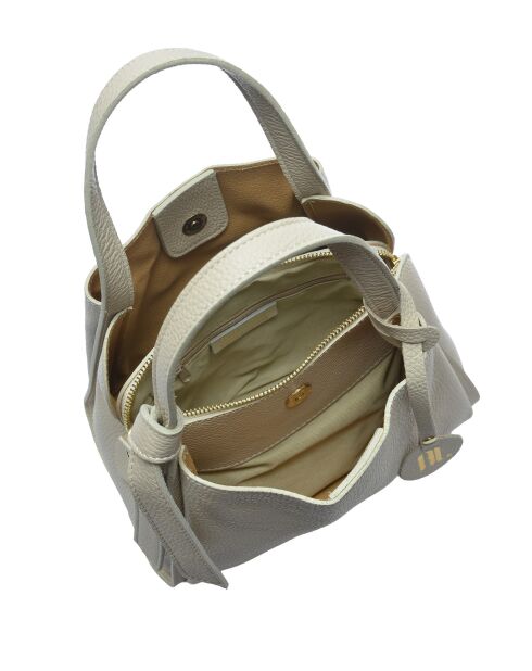 Bandolera de piel beige - 16,5x23x13,5 cm