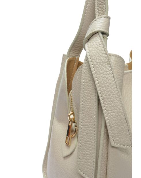 Bandolera de piel beige - 16,5x23x13,5 cm