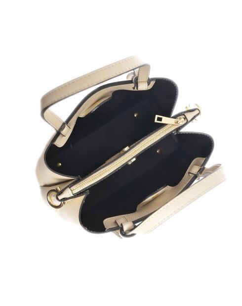 Bolso de piel beige - 22x26x13 cm