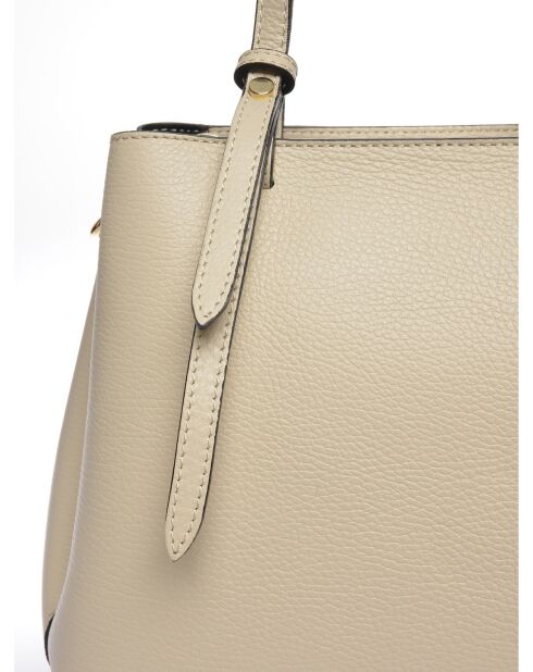 Bolso de piel beige - 22x26x13 cm
