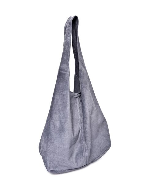 Hobo-Tasche aus grauem Leder - 33x44x15 cm