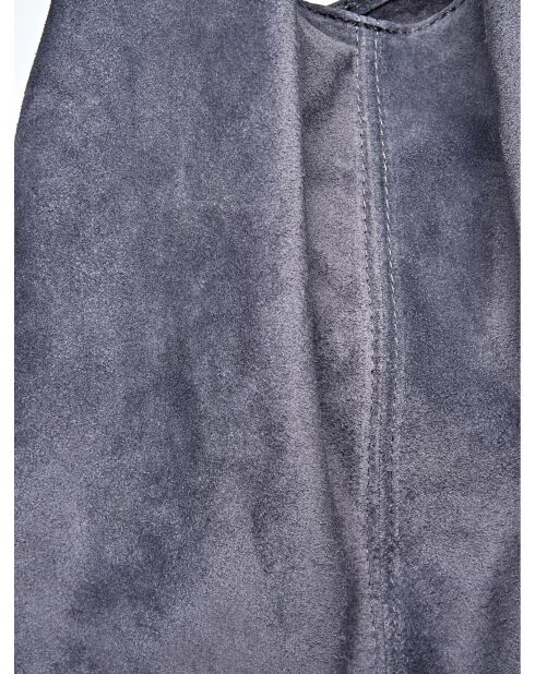 Hobo-Tasche aus grauem Leder - 33x44x15 cm