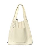 Sac porté épaule en cuir beige - 38x54x19cm