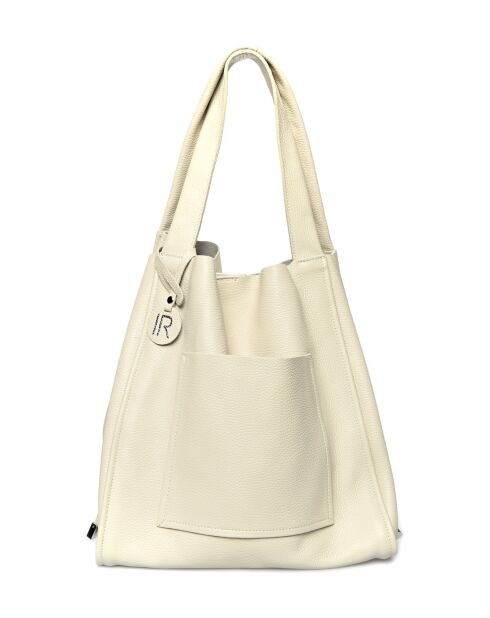 Sac porté épaule en cuir beige - 38x54x19cm