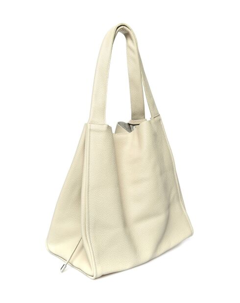 Sac porté épaule en cuir beige - 38x54x19cm