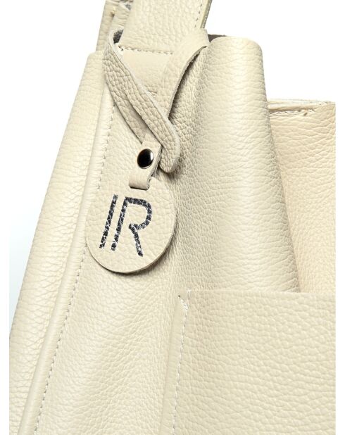 Sac porté épaule en cuir beige - 38x54x19cm