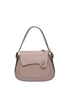 Handtasche aus puderfarbenem Leder - 19x22,5x9 cm
