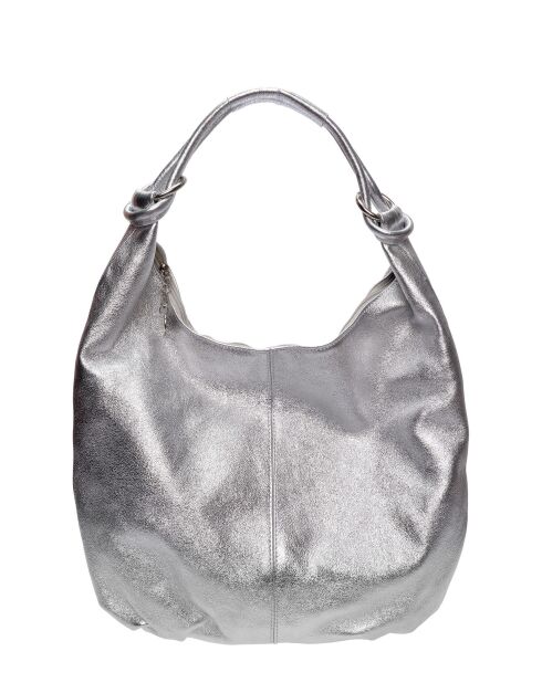 Sac Hobo en cuir argent - 35.5x40.5 cm