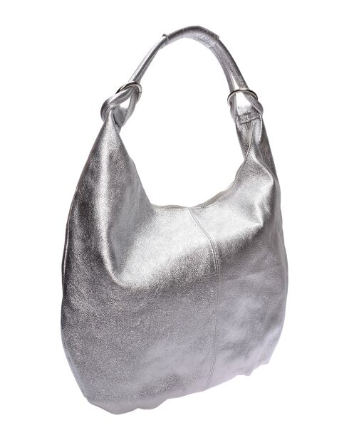 Sac Hobo en cuir argent - 35.5x40.5 cm