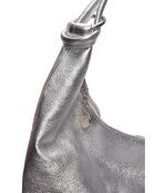 Sac Hobo en cuir argent - 35.5x40.5 cm