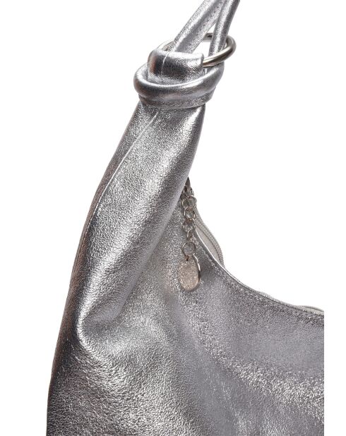 Sac Hobo en cuir argent - 35.5x40.5 cm