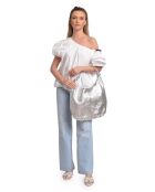 Sac Hobo en cuir argent - 35.5x40.5 cm