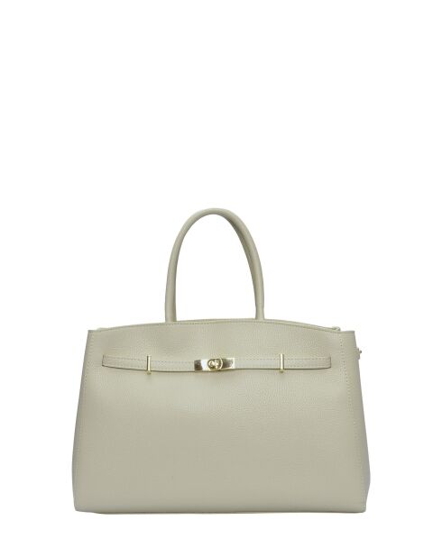 Bolso de piel beige - 28,5x39x12 cm