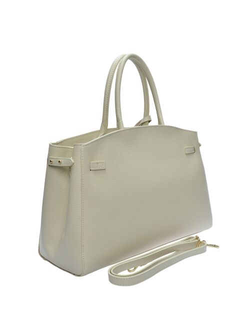 Bolso de piel beige - 28,5x39x12 cm