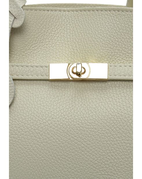 Bolso de piel beige - 28,5x39x12 cm