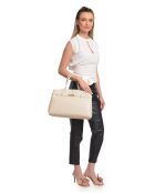 Bolso de piel beige - 28,5x39x12 cm