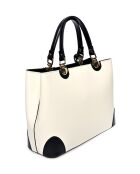 Handtas met handgrepen aan de bovenkant in beige zwart leer - 23,5x36x12 cm