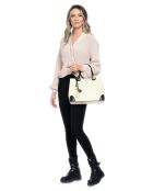 Handtas met handgrepen aan de bovenkant in beige zwart leer - 23,5x36x12 cm