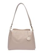 Beige leren schoudertas - 23x27x11 cm