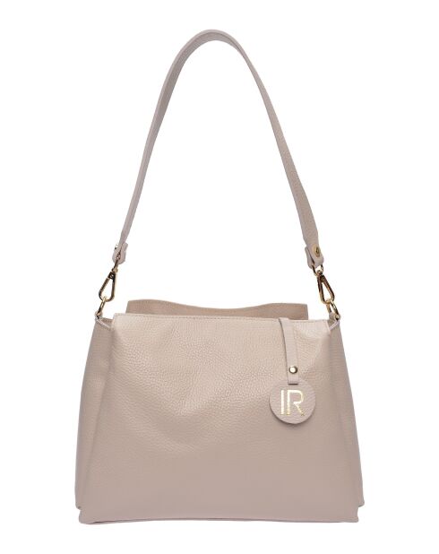 Beige leren schoudertas - 23x27x11 cm
