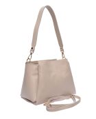 Beige leren schoudertas - 23x27x11 cm