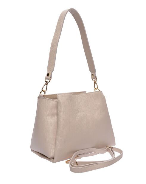 Beige leren schoudertas - 23x27x11 cm