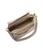 Beige leren schoudertas - 23x27x11 cm