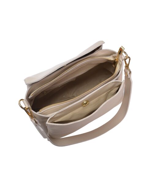 Beige leren schoudertas - 23x27x11 cm