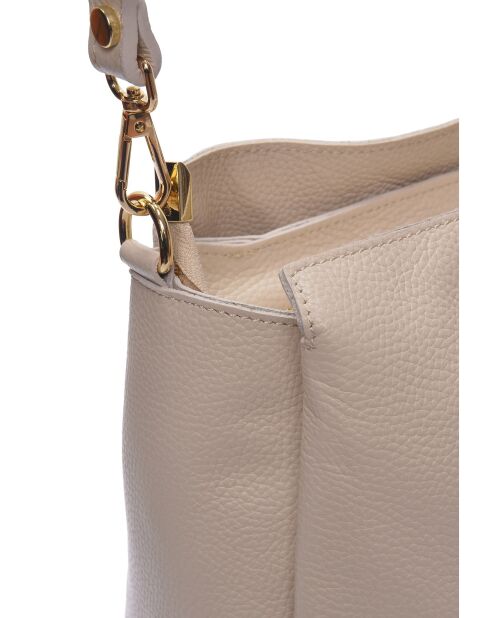Beige leren schoudertas - 23x27x11 cm